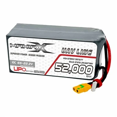 ManiaX Solid-State Lipo 6S-22,2V 52,000mAH 10C Drone & UAV Battery